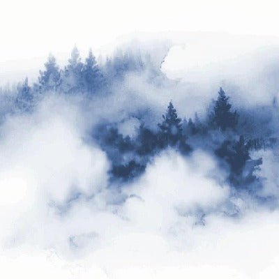 Papier peint brume des Cimes bleu