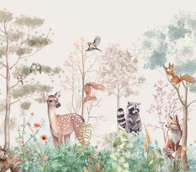Papier peint chambre enfant nature magique beige