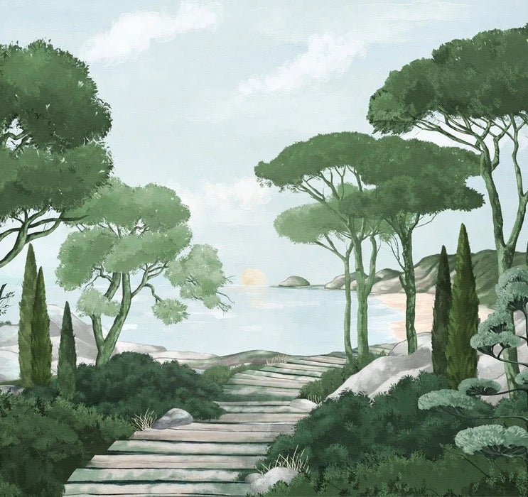 Tapete Spaziergang in den Calanques grün