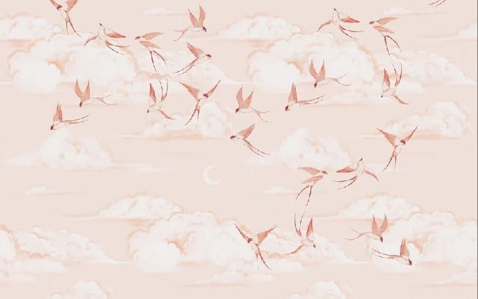 Carta da parati poetica per la cameretta dei bambini in terracotta