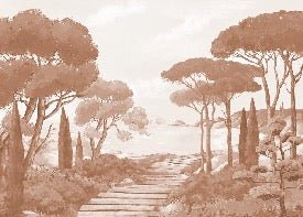 Tapete „Spaziergang in den Calanques Terrakotta“