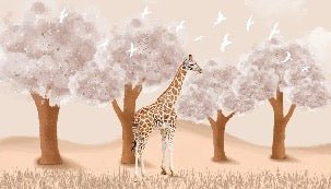 Papier peint chambre enfant Girafe dans la Savane