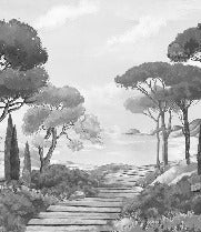 Papier peint balade dans les calanques noir et blanc