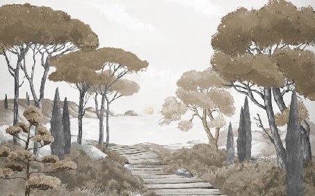 Papier peint balade dans les calanques brun