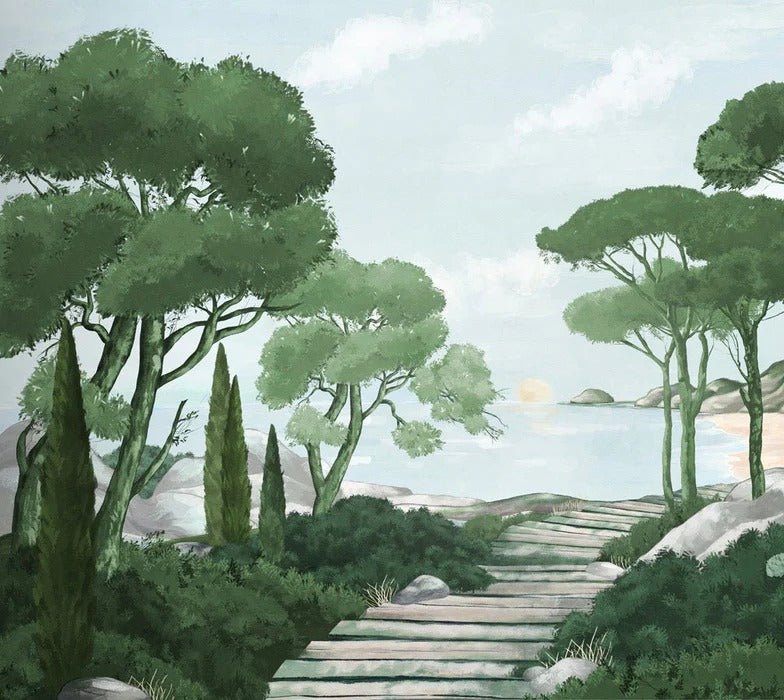 Tapete Spaziergang in den Calanques grün