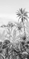 Papier peint wc tendance tropical noir et blanc