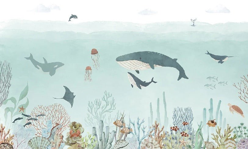 Tapete Baby Walfisch Blau