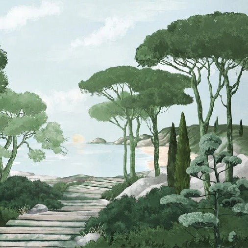 Tapete Spaziergang in den Calanques grün