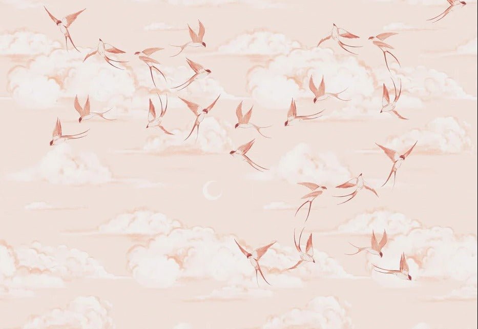 Carta da parati poetica per la cameretta dei bambini in terracotta