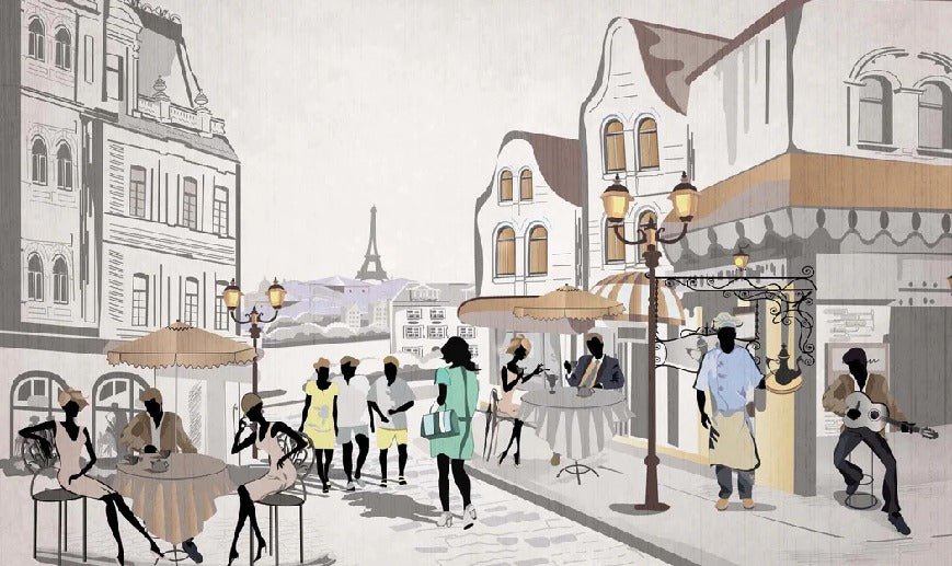 Französische Tapete Paris Café en terrasse