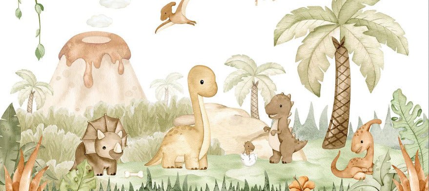 Tapete Babys Dinosaurier im Park
