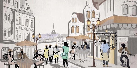 Französische Tapete Paris Café en terrasse