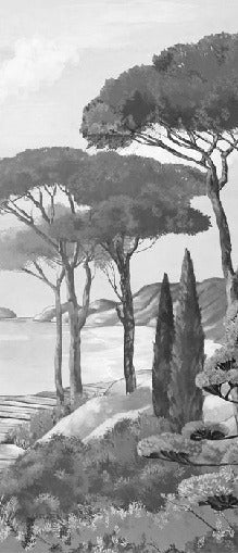 Papier peint balade dans les calanques noir et blanc