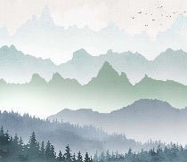 Papier peint brume matinale forêt