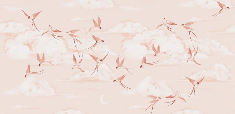 Carta da parati poetica per la cameretta dei bambini in terracotta