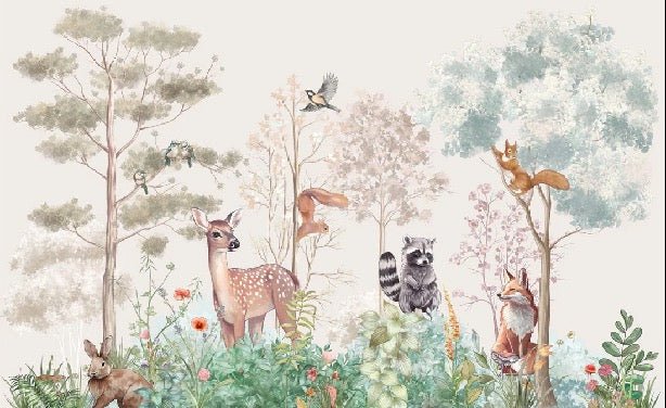 Papier peint chambre enfant nature magique beige