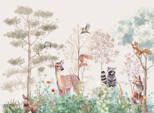 Papier peint chambre enfant nature magique beige