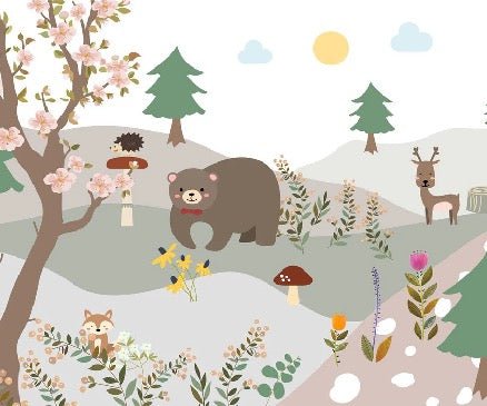 Carta da parati per la cameretta dei bambini orso della foresta
