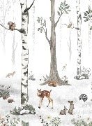Primavera foresta animali carta da parati