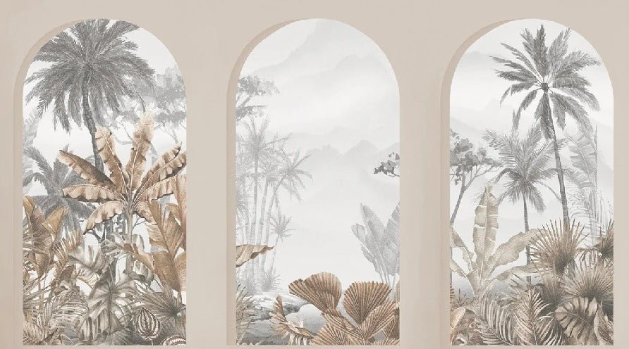 Carta da parati archi tropicali seppia