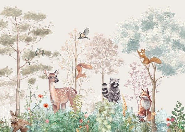 Papier peint chambre enfant nature magique beige