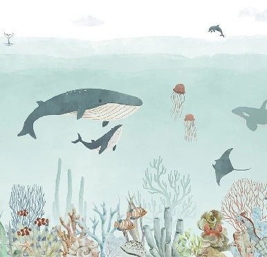 Tapete Baby Walfisch Blau