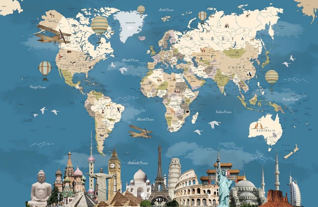 Papier peint carte monde Monument World