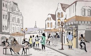 Französische Tapete Paris Café Terrasse