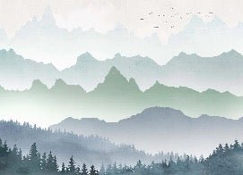 Papier peint brume matinale forêt