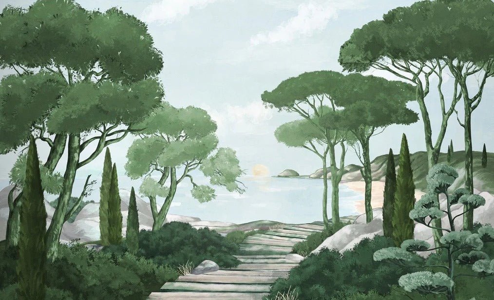 Tapete Spaziergang in den Calanques grün