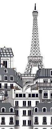 Papier peint bureau les toits Parisiens