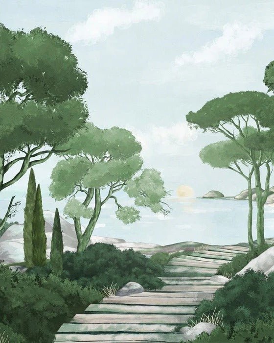 Tapete Spaziergang in den Calanques grün