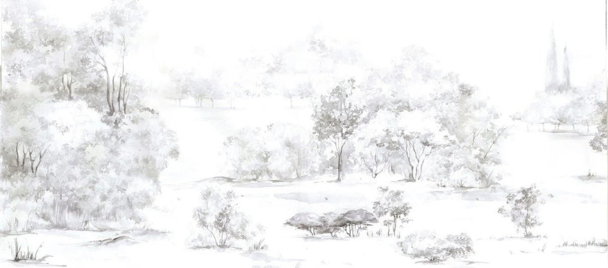 Carta da parati acquerello pineta