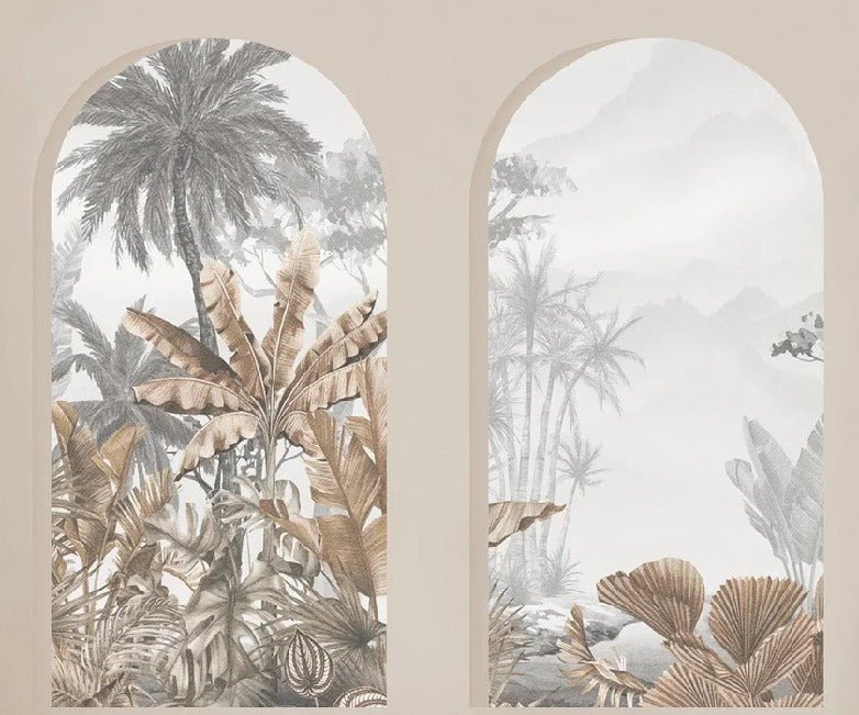 Carta da parati archi tropicali seppia