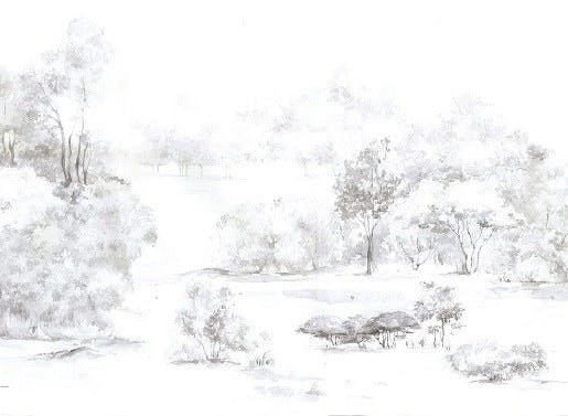 Tapete Kiefernwald Aquarell