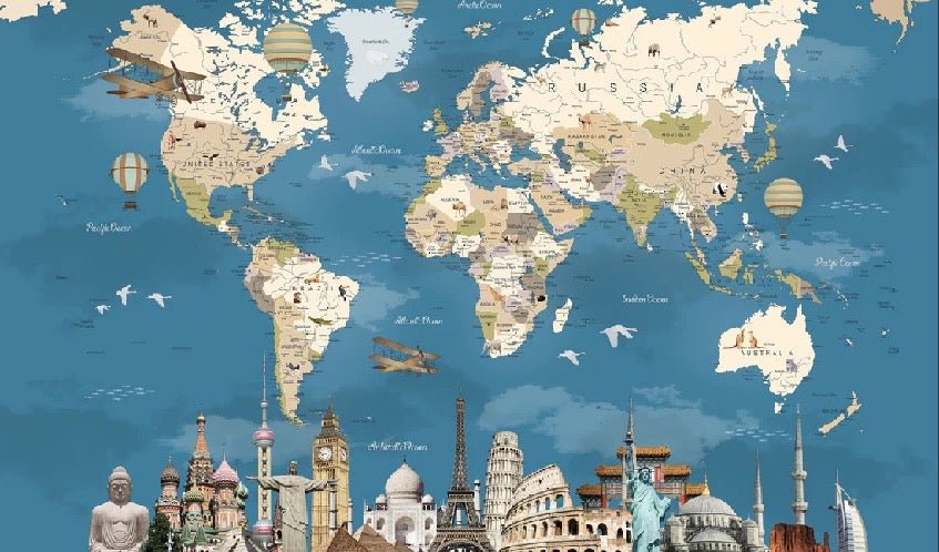 Papier peint carte monde Monument World