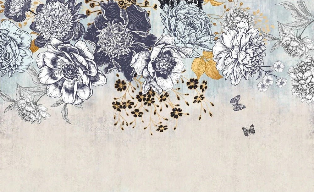 Retro-Florale Tapete