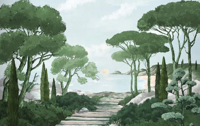 Tapete Spaziergang in den Calanques grün