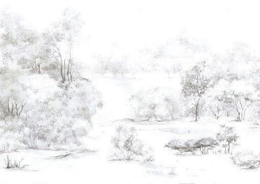 Tapete Kiefernwald Aquarell