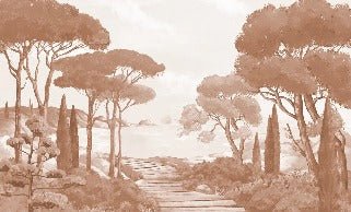 Tapete „Spaziergang in den Calanques Terrakotta“