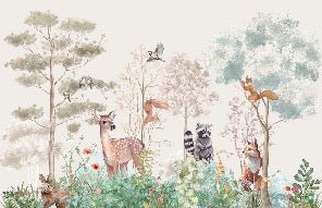 Papier peint chambre enfant nature magique beige