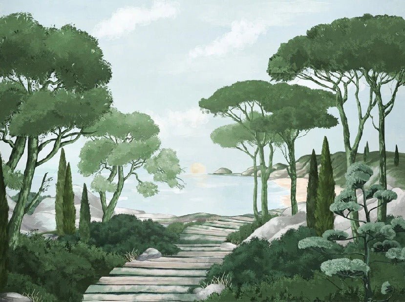 Tapete Spaziergang in den Calanques grün