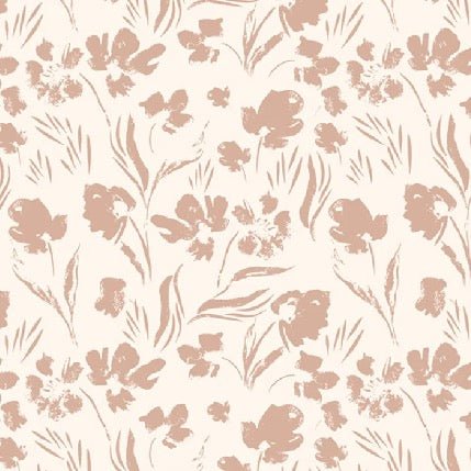 Carta da parati con fiori color beige cipria