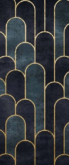 Carta da parati per toilette chic blu scuro