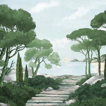 Tapete Spaziergang in den Calanques grün