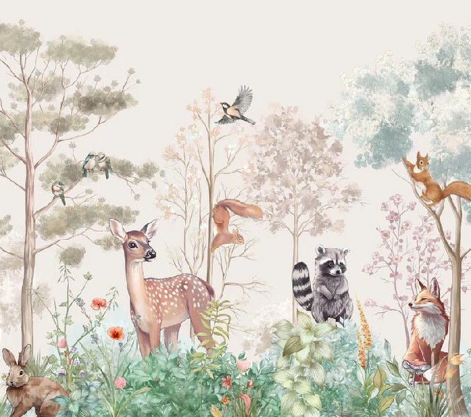Papier peint chambre enfant nature magique beige