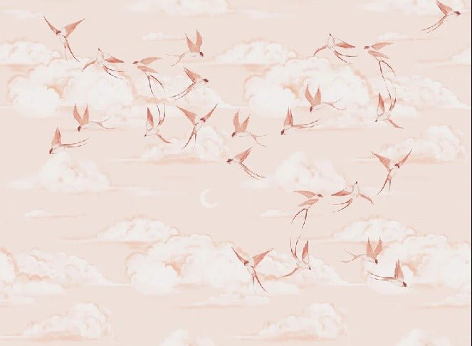 Carta da parati poetica per la cameretta dei bambini in terracotta