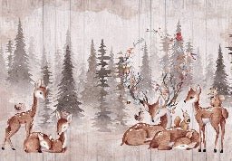 Papier peint chambre enfant douces biches