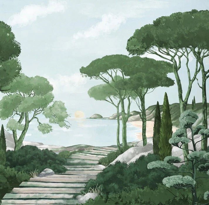 Tapete Spaziergang in den Calanques grün