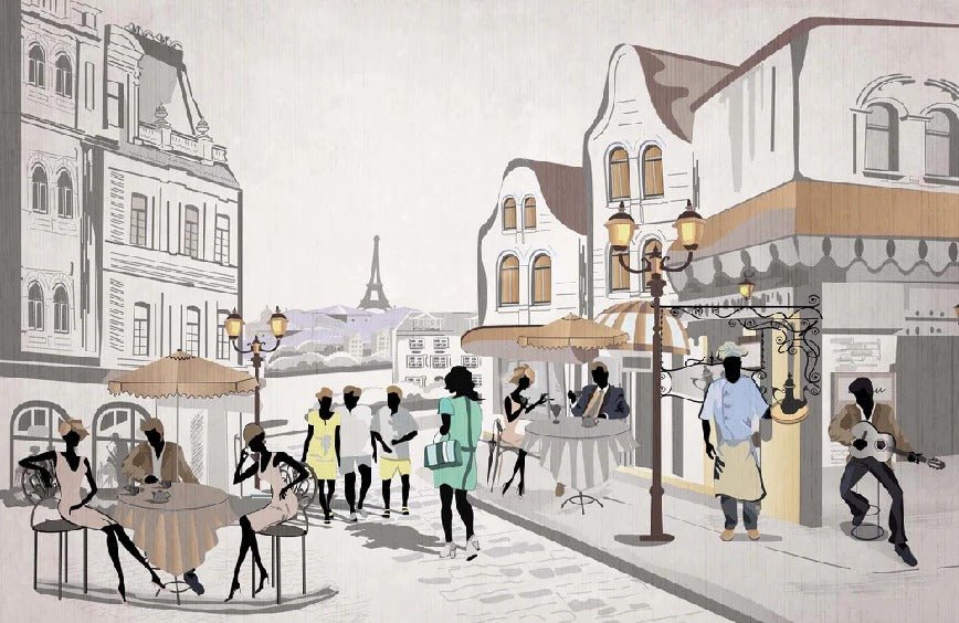 Papier peint bistrot paris café en terrasse